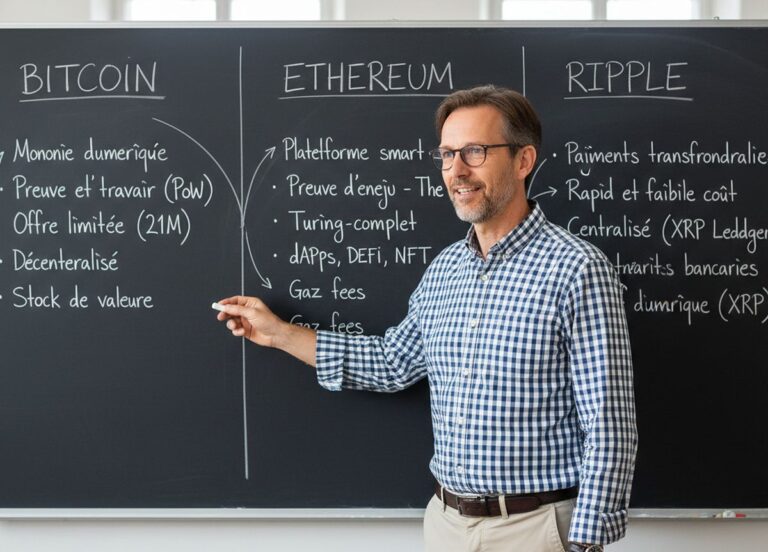 Différences entre Bitcoin, Ethereum et Ripple
